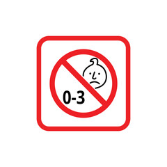 Plastic Free 0-3 Packaging Red Icon Vector