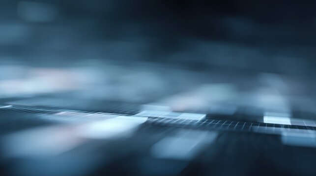 Abstract futuristic digital grid with data visualization and blockchain elements, representing big data and artificial intelligence, 3D rendering