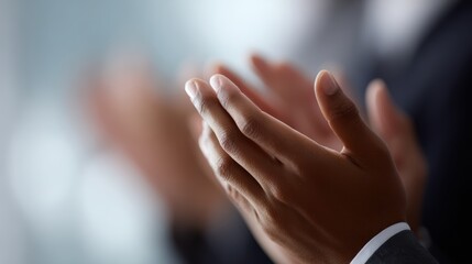 Hands of business people clapping in office, recognition, motivation, and celebration of company milestones