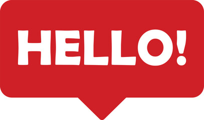 HELLO! Red Speech Bubble Vector Illustration © Ayush