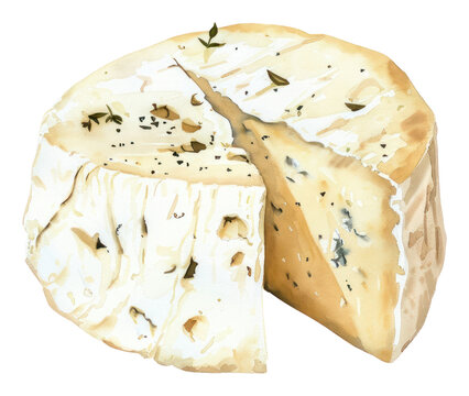 PNG An isolated raw buratta cheese food illustration watercolor.