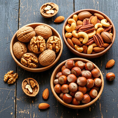 Various nuts in wooden bowls_1.jpeg, Various nuts in wooden bowls