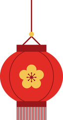 Chinese red round lantern with tassels flat vector illustration design.
Plum Blossom Pattern Lantern.
Asian Lunar Year, New Year, Lantern Festival, Mid-Autumn Festival.
Transparent background.