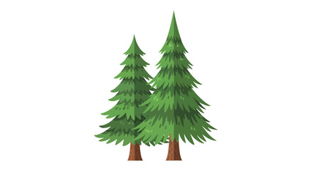 Fototapeta premium Two Stylized Pine Trees Stand Tall in a Minimalist Forest Illustration