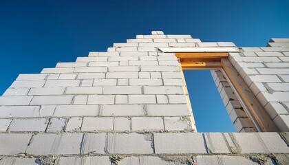 bright white brick wall under construction featuring a new opening and window bathed in natural light architectural progress and renovation potential