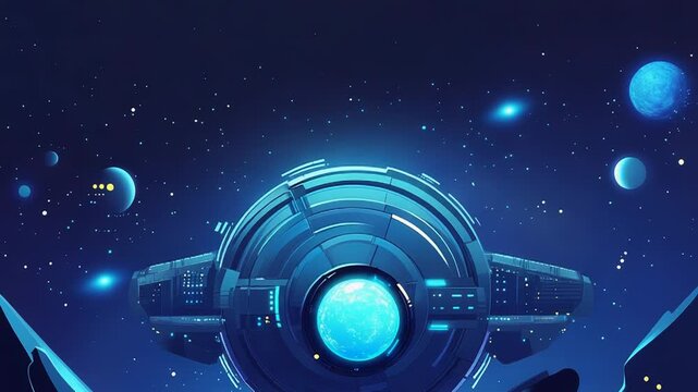 Futuristic spaceship traveling through deep space exploring new planets