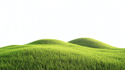 Minimal cute hill scene with a few grass spots, white background