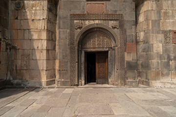 old door of ancient church in Armenia