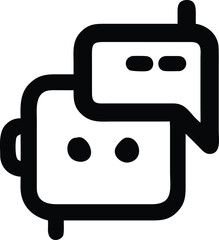 An icon of a chatbot that conducts a conversation via auditory or textual methods. 