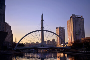 korean lake city & sunset city view