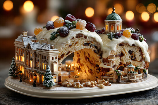 Weihnachtsstollen, Dresdner Stollen mit Schwibbogen