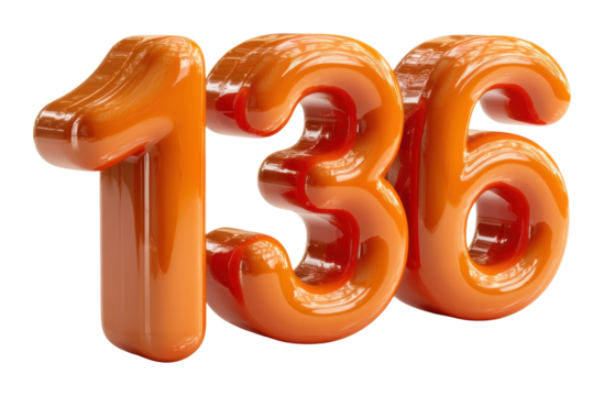 Creative orange number 136 product isolated on transparent background