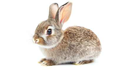 Obraz premium Rabbit peeking from side, white background