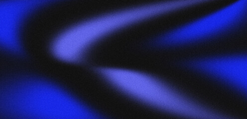 Blue white glowing abstract curve on dark black grainy gradient background, textured smooth blur dynamic poster design