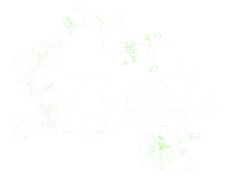 Luminous Green Fractal Tree Branches Isolated on Transparent Backdrop, Detailed Generative Art