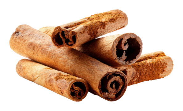 Cinnamon sticks culinary uses kitchen food bright isolated on transparent background