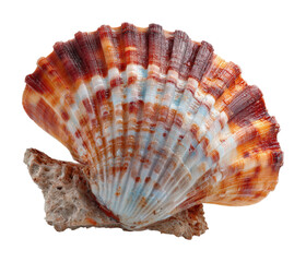 Obraz premium Nature's beauty colorful scallop shell coastal environment isolated on transparent background