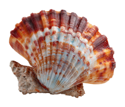Nature's beauty colorful scallop shell coastal environment isolated on transparent background