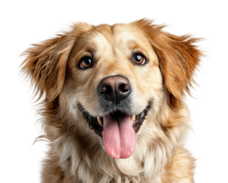 Playing golden retriever puppy pet happy atmosphere isolated on transparent background