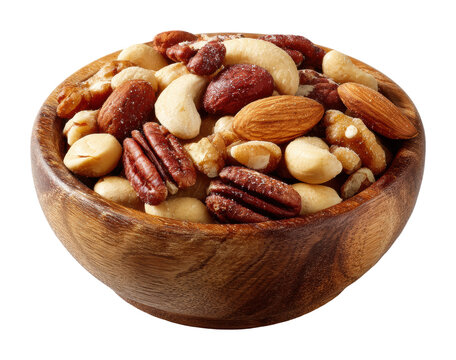 Healthy mixed nuts snack bowl kitchen food isolated on transparent background