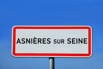 Obraz premium Ortsschild Asnières-sur-Seine