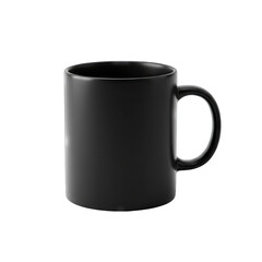 Matte Black Ceramic Mug Isolated on Transparent Background with Subtle Reflections and Studio Lighting