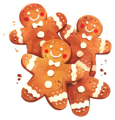 Fototapeta premium PNG Smiling gingerbread cookies illustration