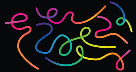 Vibrant neon glow sticks twisted and coiled in a playful abstract pattern against a dark background © ordgraphix