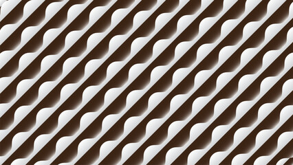 Seamless diagonal pattern of white and brown curved zigzag lines with a 3D bevel effect.