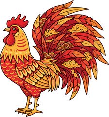 vector illustration of chinese zodiac rooster