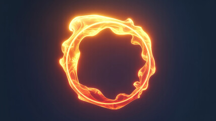 Fototapeta premium Fiery ring glowing orange and yellow fire flame
