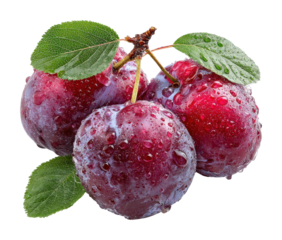 Fresh plums with dew drops nature food natural beauty isolated on transparent background