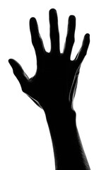 Fototapeta premium Reaching out a silhouetted hand against concept isolated on transparent background
