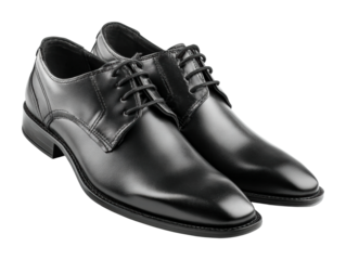 Formal leather shoes displayed in product isolated on transparent background