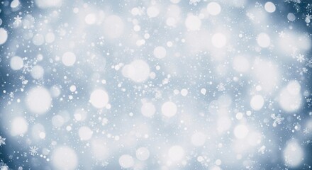 Gentle snowfall creates a magical, serene winter wonderland with soft bokeh lights, perfect for festive holiday and seasonal backgrounds