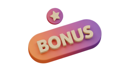 3d rendered bonus sign with star icon isolated on transparent background