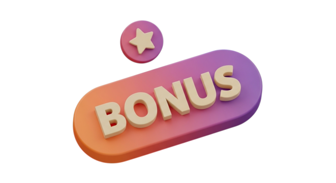 3d rendered bonus sign with star icon isolated on transparent background