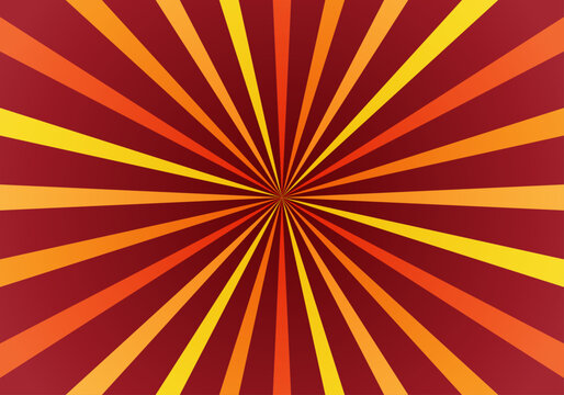 Fondo abstracto de estallido de sol retro con patr&oacute;n de rayas amarillas, naranjas y rojas
