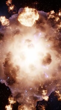 Ethereal glowing energy sphere collapses quickly into a central white singularity point before dramatically bursting outward in expansion motion graphics, center, implosion