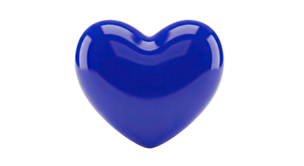 A Shiny Blue Heart Shape Isolated on a Black Background with Realistic 3D Rendering and Subtle Reflections Highlighting its Smooth Surface