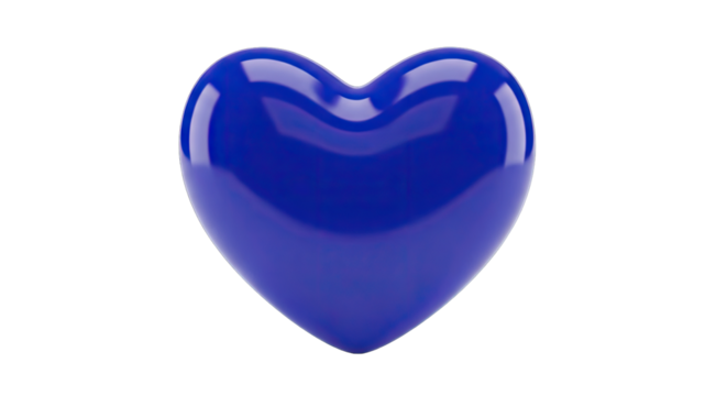 A Shiny Blue Heart Shape Isolated on a Black Background with Realistic 3D Rendering and Subtle Reflections Highlighting its Smooth Surface