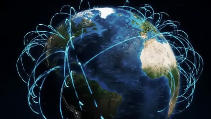 Global network connections around Earth. - Powered by Adobe