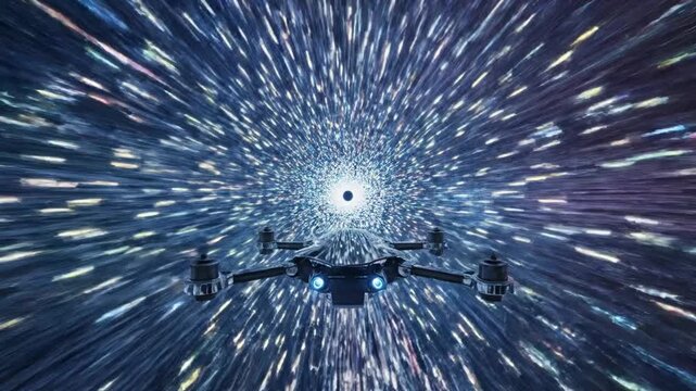 Drone ship traveling through a network data tunnel
