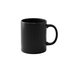 Matte Black Ceramic Coffee Mug With Handle Isolated On Transparent Background Studio Shot Realistic Product Photography