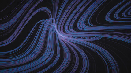 Fototapeta premium Flowing luminous lines abstract blue curves