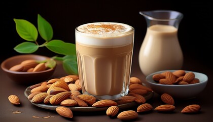 delicious almond milk latte vegan alternative generative ai