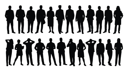 Diverse professional silhouettes representing teamwork and business dynamics, perfect for corporate branding and modern presentations.