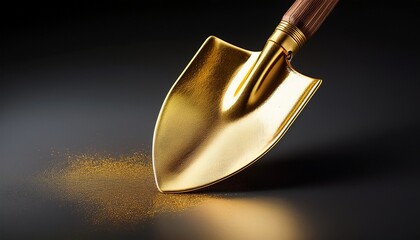 a ceremonial gold painted spade for a groundbreaking
