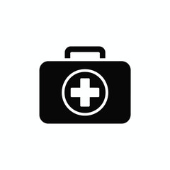 Fototapeta premium Black silhouette of a medical first aid kit with a cross symbol