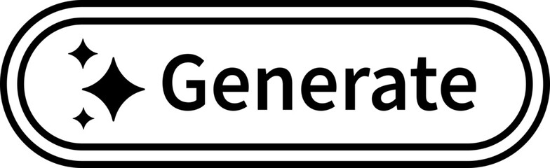 AI generate button icon, magic wand and sparkle symbol, artificial intelligence interface elements group, modern flat and line vector design pack for app, web and ui ux graphics